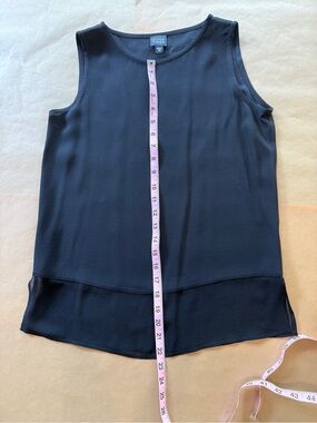 Eileen Fisher Black Sleeveless Layered-Hem Tank
